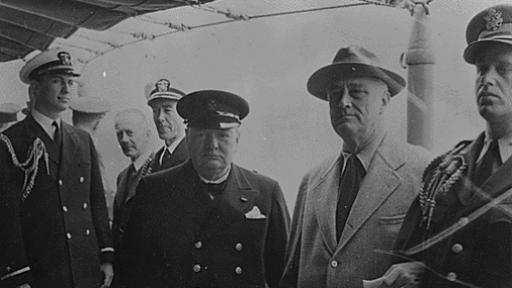 The first wartime meeting between Winston Churchill and Franklin Roosevelt 