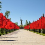 World War II Memorial obelisk on mound Mamayev Kurgan Russia Vol